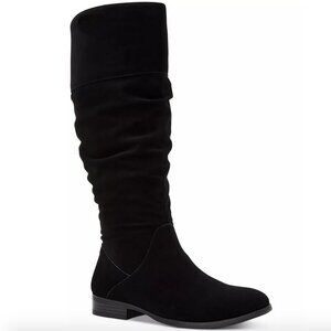 Style & Co Kelimae Black Suede Scrunch Boots Wide Calf